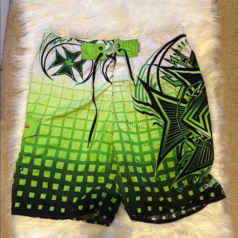Quiksilver Green Geometric Board Shorts